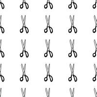 Scissor seamless pattern. Hand drawn professional pair of scissors cutting hair. Craft and scissoring. print on white background vector