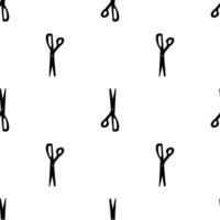 Scissor seamless pattern. Hand drawn professional pair of scissors cutting hair. Craft and scissoring. print on white background vector