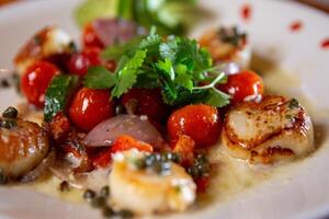 Seared Scallops with butter sauce photo