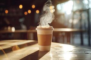 A coffee cup with steam coming out of it photo