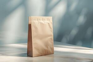 A brown paper bag sitting on a table photo