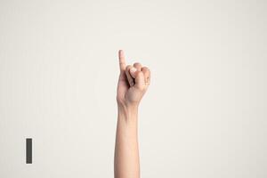 Deaf Sign alphabet of I, American Sign Language ASL. Isolated object Finger spelling the alphabet photo