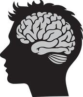 A silhouette of a man's head with a brain in it vector