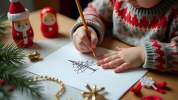 Christmas crafting with paper trees and ornaments on a white background photo