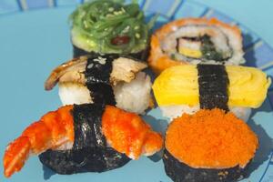 Sushi, Japanese rice, is a popular food of people around the world in the style of Thai people. There are many pages to choose from. They are sold in shops at flea markets and festivals. photo