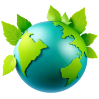 Earth globe with green leaves png