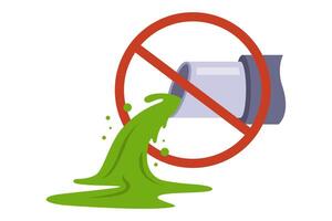 It is prohibited to dump waste into a reservoir. A pipe with spoiled water vector