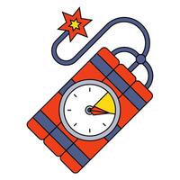 red dynamite with a stopwatch and a burning wick. the bomb will go off soon. vector