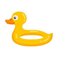yellow inflatable circle duck. swim with the help of an inflatable circle on the water. vector