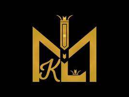 MKL Simple and modern monogram golden color logo. MKL Abstract Alphabet Design. vector