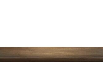 empty wooden table front view isolated on white background. photo