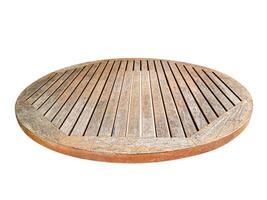 Old round tabletop front view isolated on white background. photo