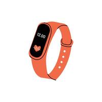 Modern fitness tracker displaying heart rate and time, showcasing sleek design and functionality vector