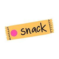 Colorful snack label featuring a pink circle on a bright yellow background for quick identification vector