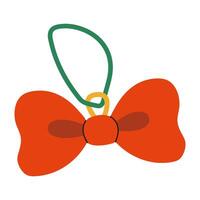 Bright red bow with green loop on a simple white background for festive decoration vector