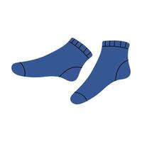 Two blue socks neatly laid out on a flat surface against a plain background vector
