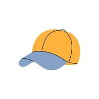 Bright yellow and blue cap resting against a plain background in casual, relaxed setting vector