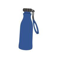 A blue reusable water bottle with a strap for easy carrying displayed on a plain background vector