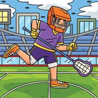 Lacrosse Player Running Colored Cartoon vector