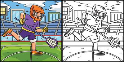 Lacrosse Player Running Coloring Page Illustration vector