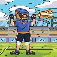 Lacrosse Player with a Stick Colored Cartoon vector