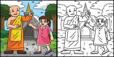 Buddhism Buddhist Monk and Child Illustration vector