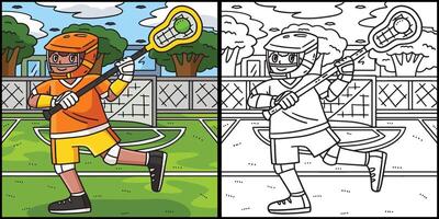 Lacrosse Player Passing Ball Coloring Illustration vector