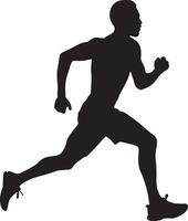 Dynamic Silhouette of a Man in Motion While Running vector