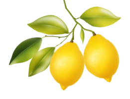 Lemons on Branch Isolated on Transparent Background png