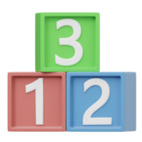 Number block icon 3d rendering illustration png