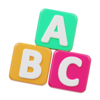 Abc block icon 3d render png