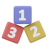 Number block icon 3d render png