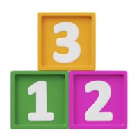 Number block image icon 3d render illustration png