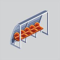 Pixel art illustration Soccer Bench. Pixelated Football Bench. Soccer Football Bench Chair pixelated for the pixel art game and icon for website and game. old school retro. vector