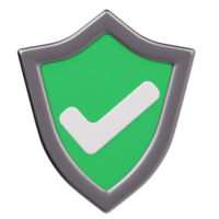 Protection shield icon 3d render png