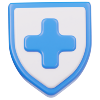 Shield with health icon 3d render illustration png