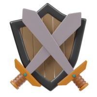 Sword shield icon 3d rendering illustration png