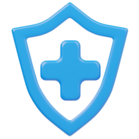 Health shield icon 3d rendering illustration png
