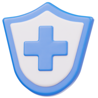 Health shield icon 3d render png