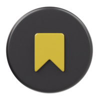 Black book mark icon 3d render illustration png