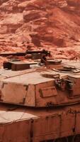 Tank Maneuvering in Desert With Mounted Gun video
