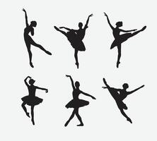 Ballerina silhouettes illustration set. Beautiful female ballet dancer. Isolated on white background. vector