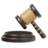 Judge law hammer icon 3d render illustration png