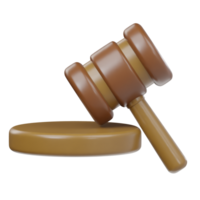 Unique judge hammer icon 3d render illustration png
