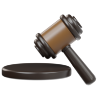 Judge gavel hammer icon 3d render illustration png