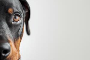 Doberman isolated on white. photo