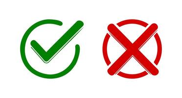 Tick and cross signs. Checkmark OK and X icons. vector