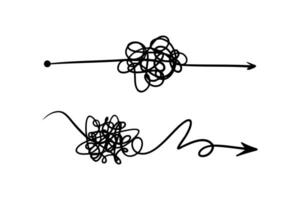 Symbol of complicated way with scribbled round element illustration. vector