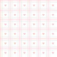 Valentine's day candy hearts and pink red white tartan plaid patterns. Heart check design seamless pattern. Illustration 10 eps. vector
