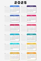 2025 calendar vertical poster illustration colorful design vector